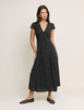 Black Polka Dot V-Neck Avery Midi Dress