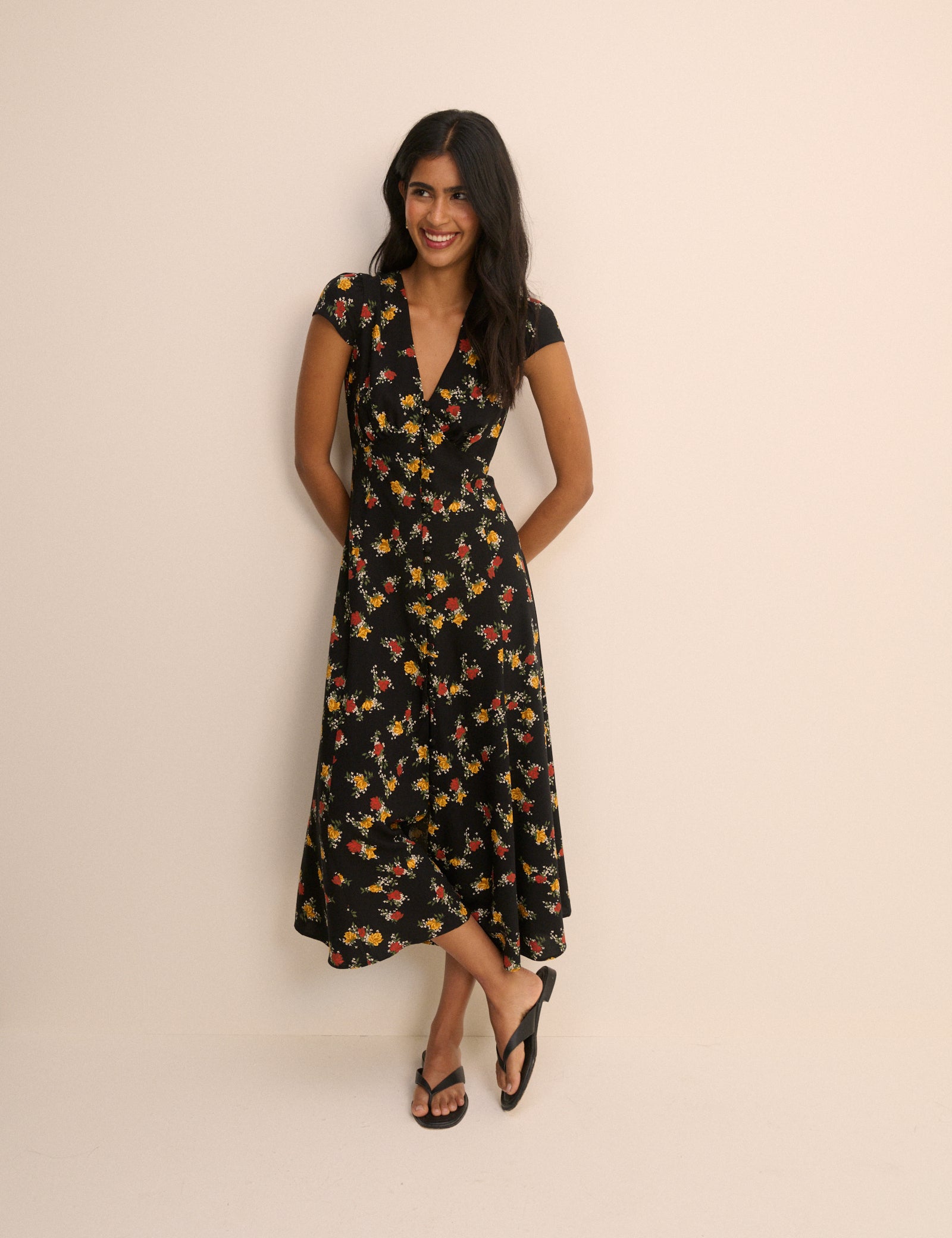 pinterest summer dresses Black Floral Avery Midi Dress