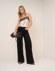 White Polka Dot Satin Lace Cami Top