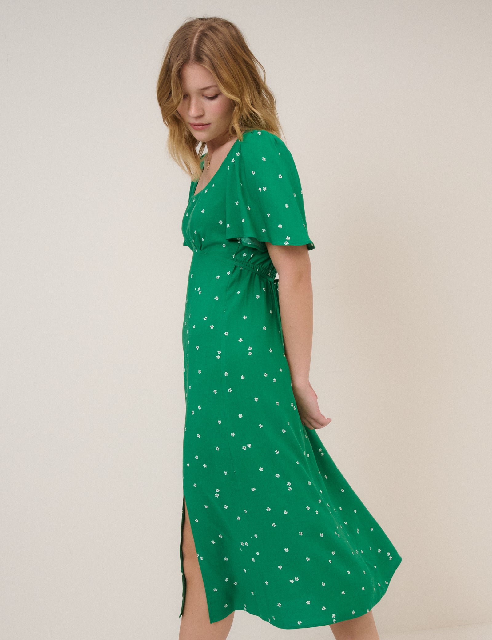 Green Floral Dee Dee Midi Dress Green Floral Dee Dee Midi Dress