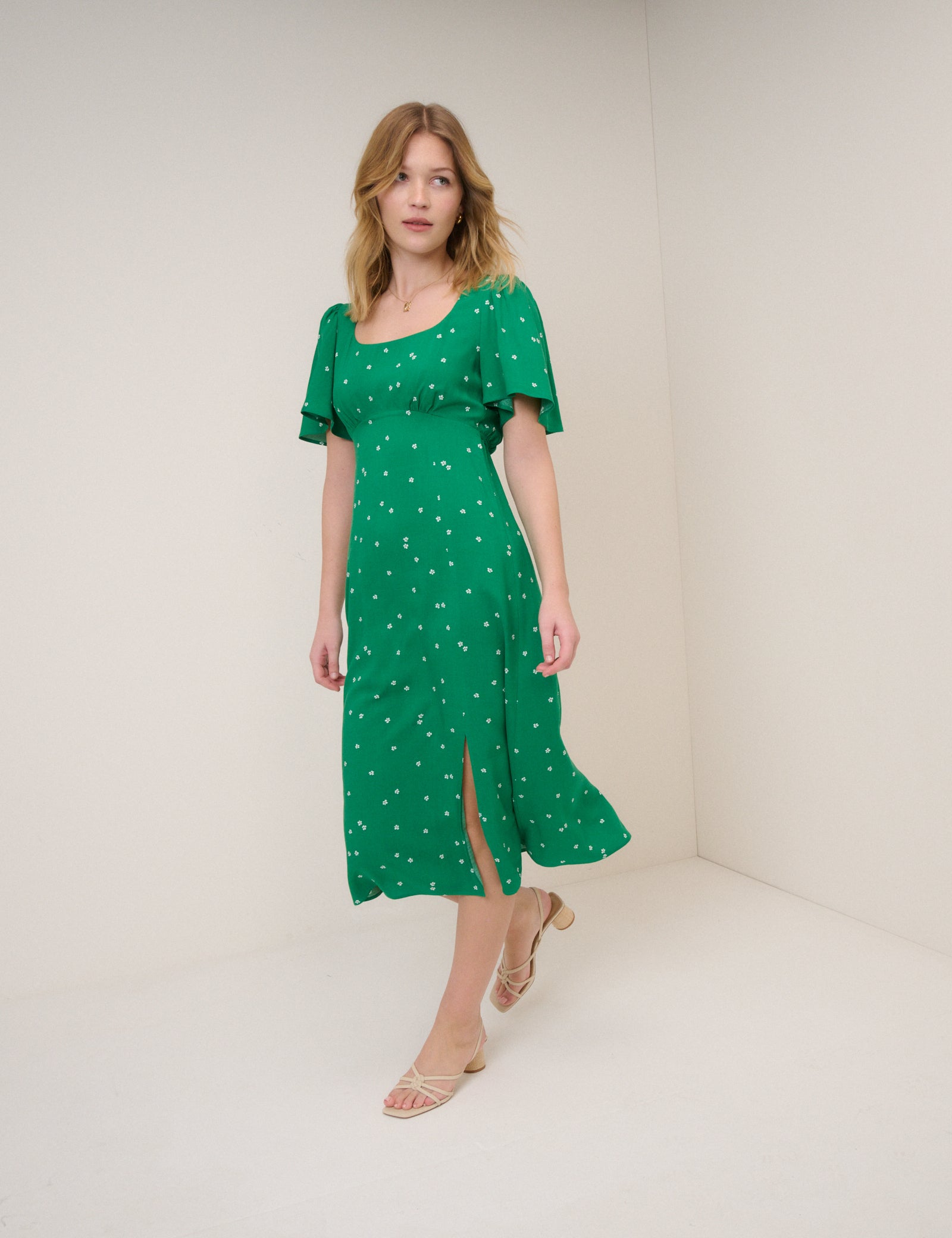 Green Floral Dee Dee Midi Dress Green Floral Dee Dee Midi Dress
