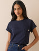 Navy Heart Embroidered T-Shirt