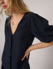Navy Puff Sleeve Top
