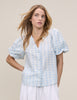 Blue Gingham Puff Sleeve Brooke Top