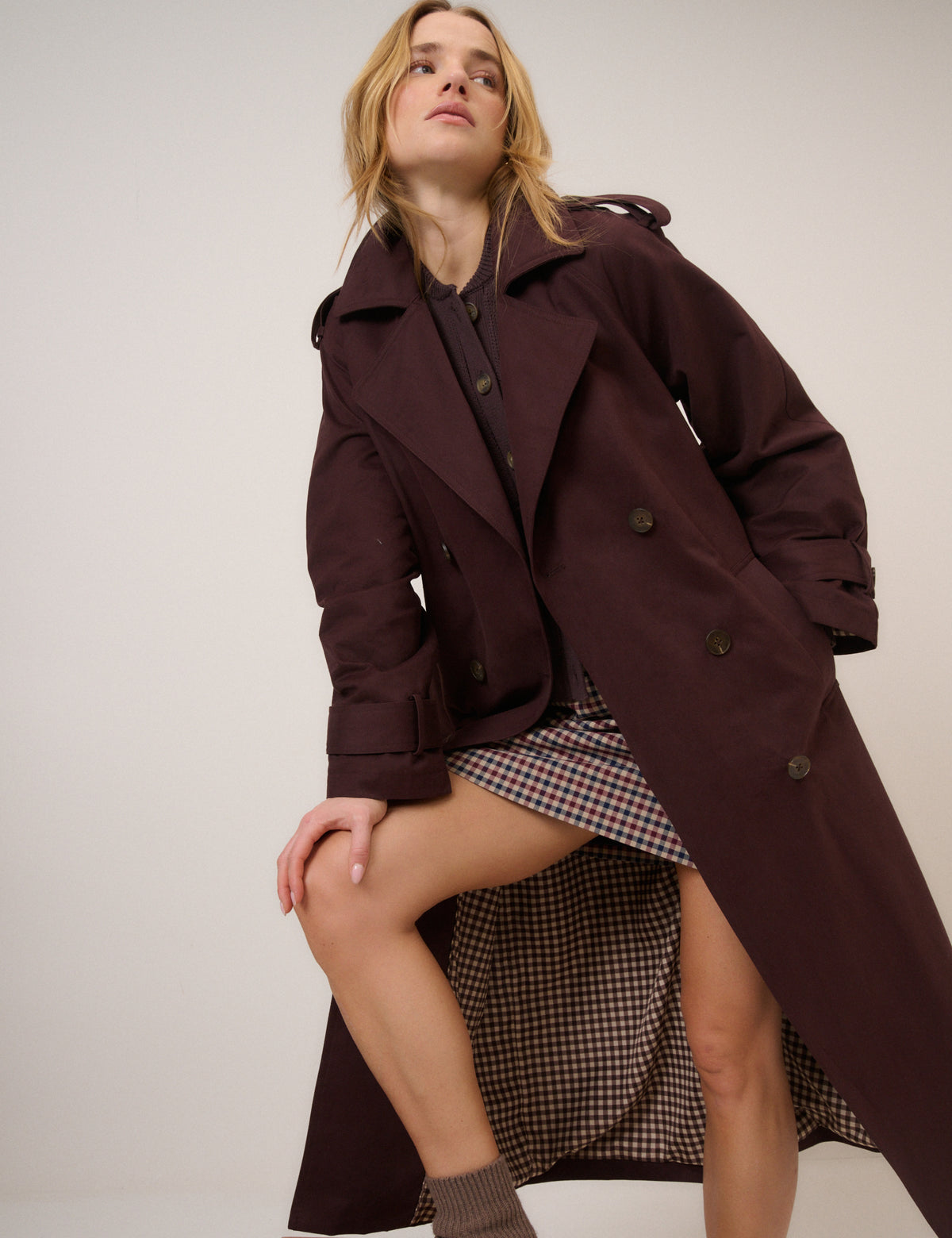 Chocolate Brown Double Breasted Trench Coat
