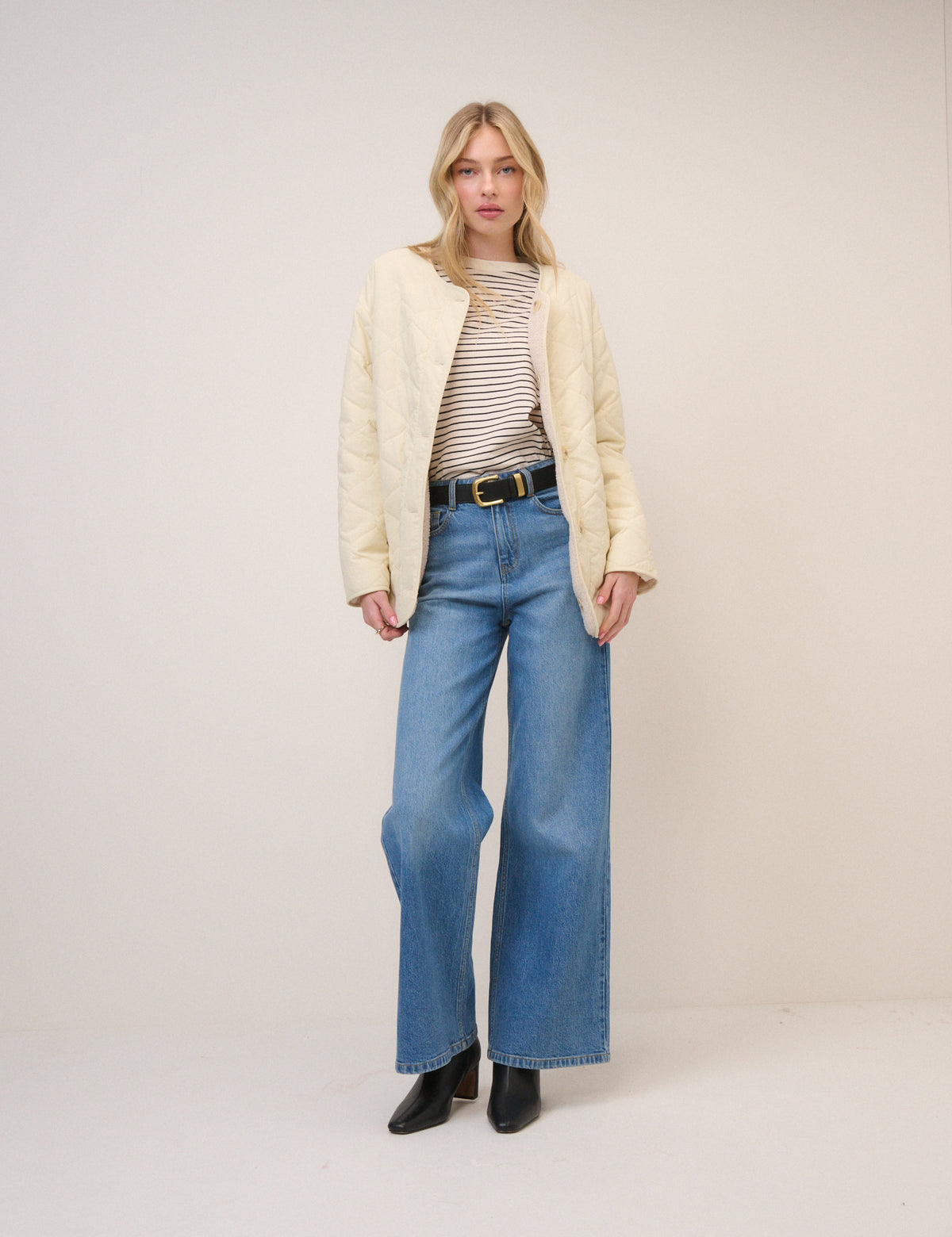 Cream Quilted Reversible Liner Jacket