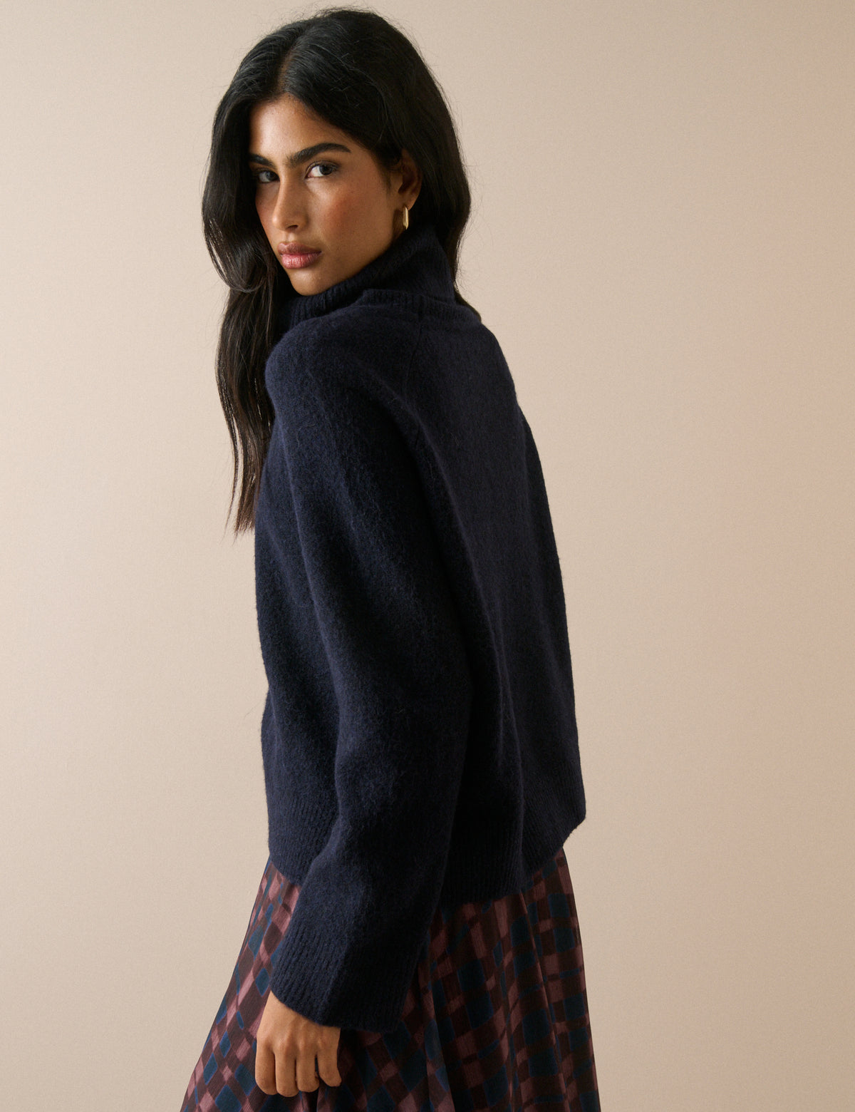 Navy Roll Neck Oversized Jumper