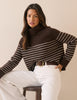 Brown Striped Roll Neck Oversized Jumper