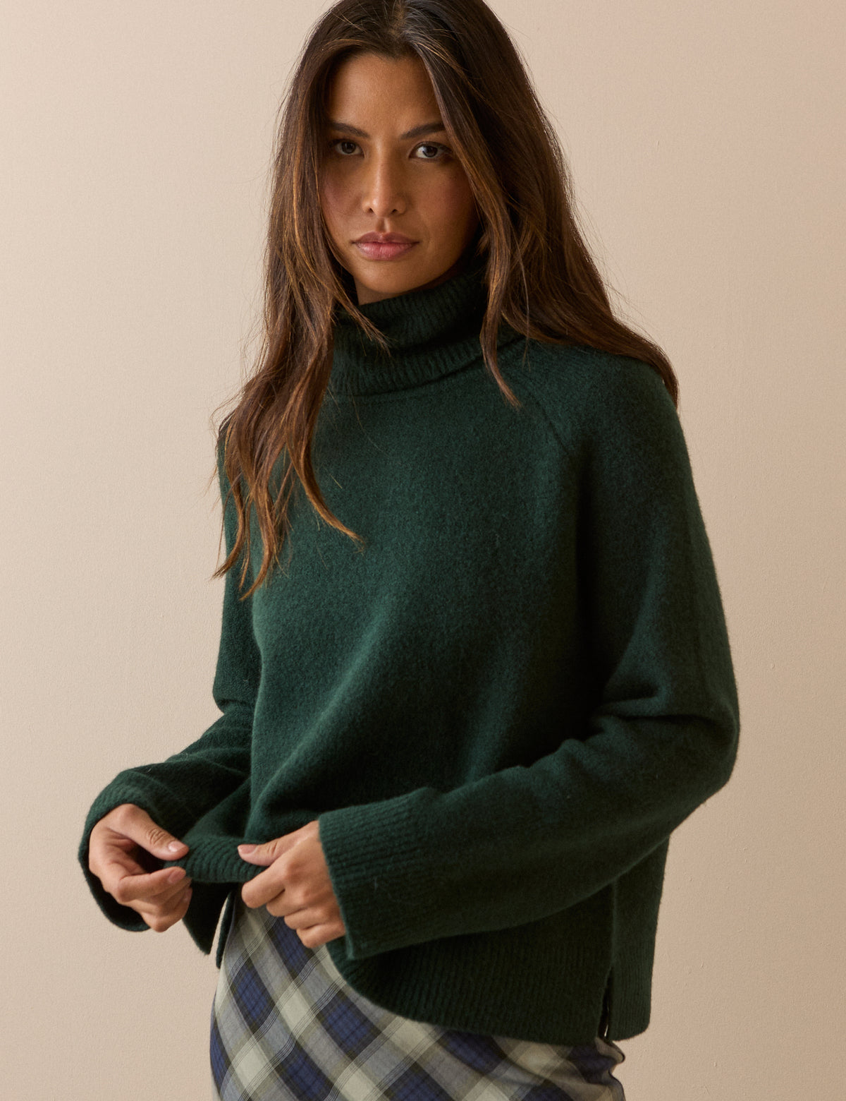 Green Roll Neck Oversized Jumper