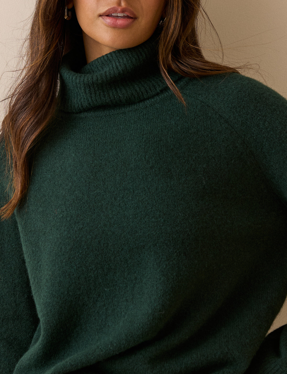 Green Roll Neck Oversized Jumper