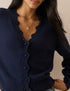Navy Wool Blend Crochet Trim Elodie Cardigan
