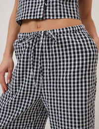 Black Gingham Wide Leg Trousers