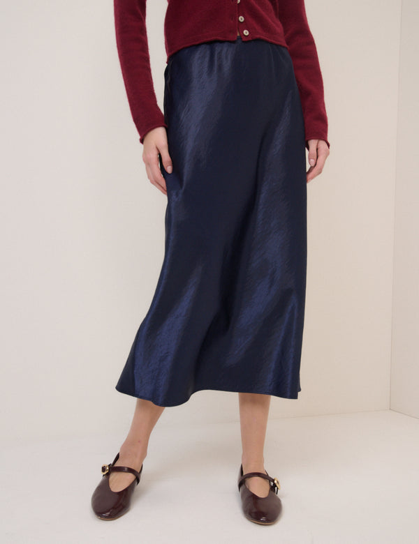 Navy Mila Midi Skirt