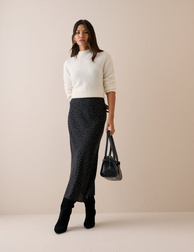 Black Polka Dot Mila Midi Skirt