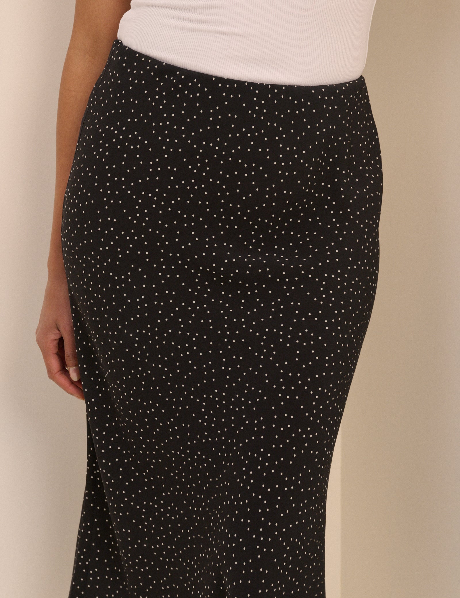 Black Polka Dot Mila Midi Skirt