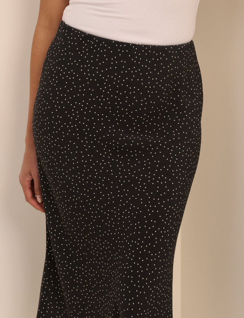 Black Polka Dot Mila Midi Skirt