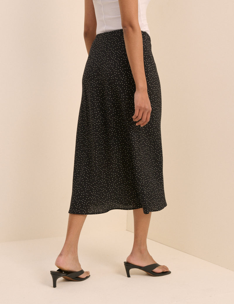 Black Polka Dot Mila Midi Skirt