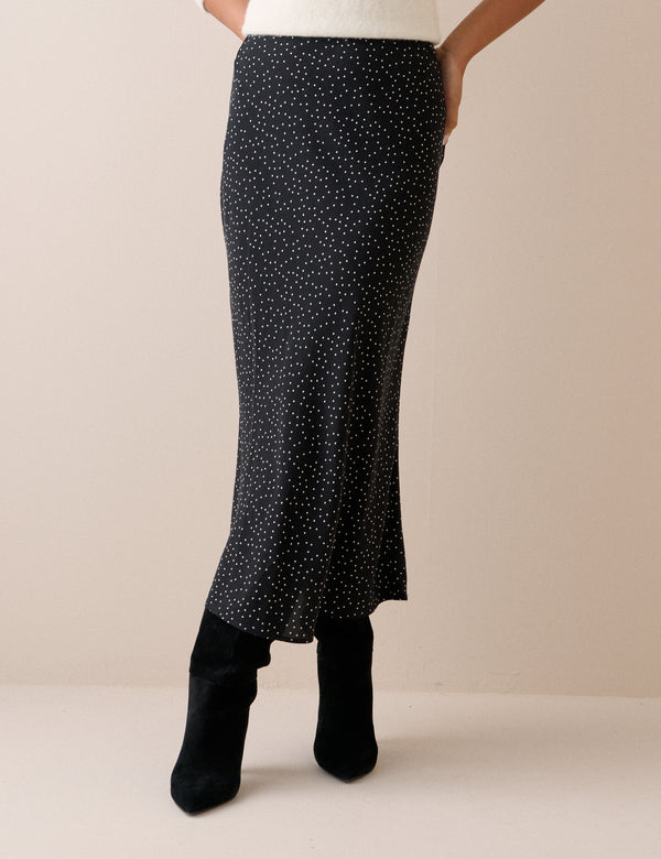 Black Polka Dot Mila Midi Skirt