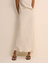 Cream Mila Midi Slip Skirt