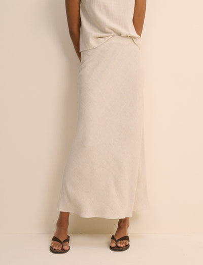 Cream Mila Midi Slip Skirt