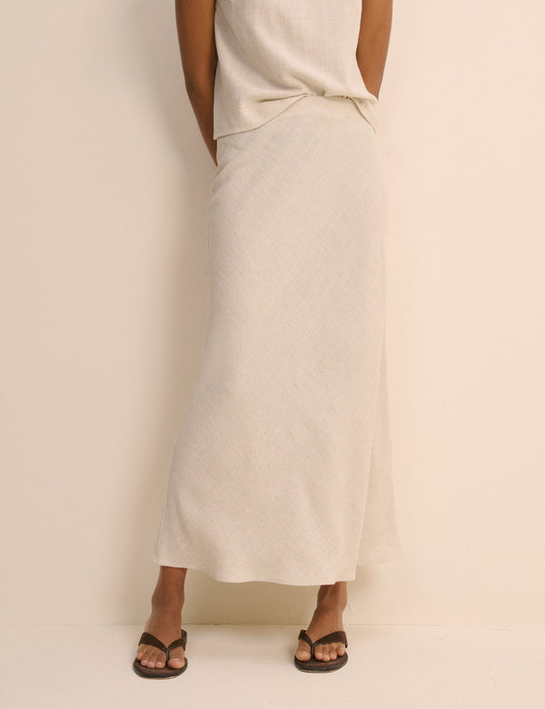 Cream Mila Midi Slip Skirt