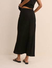 Black Mila Midi Slip Skirt