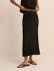 Black Mila Midi Slip Skirt