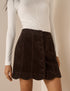 Brown Cord Scallop Trim Mini Skirt