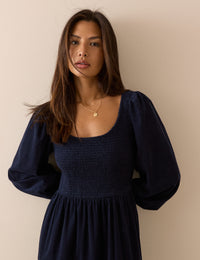 Navy Cord Ruby Midi Dress