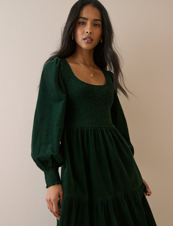Khaki Cord Ruby Midi Dress