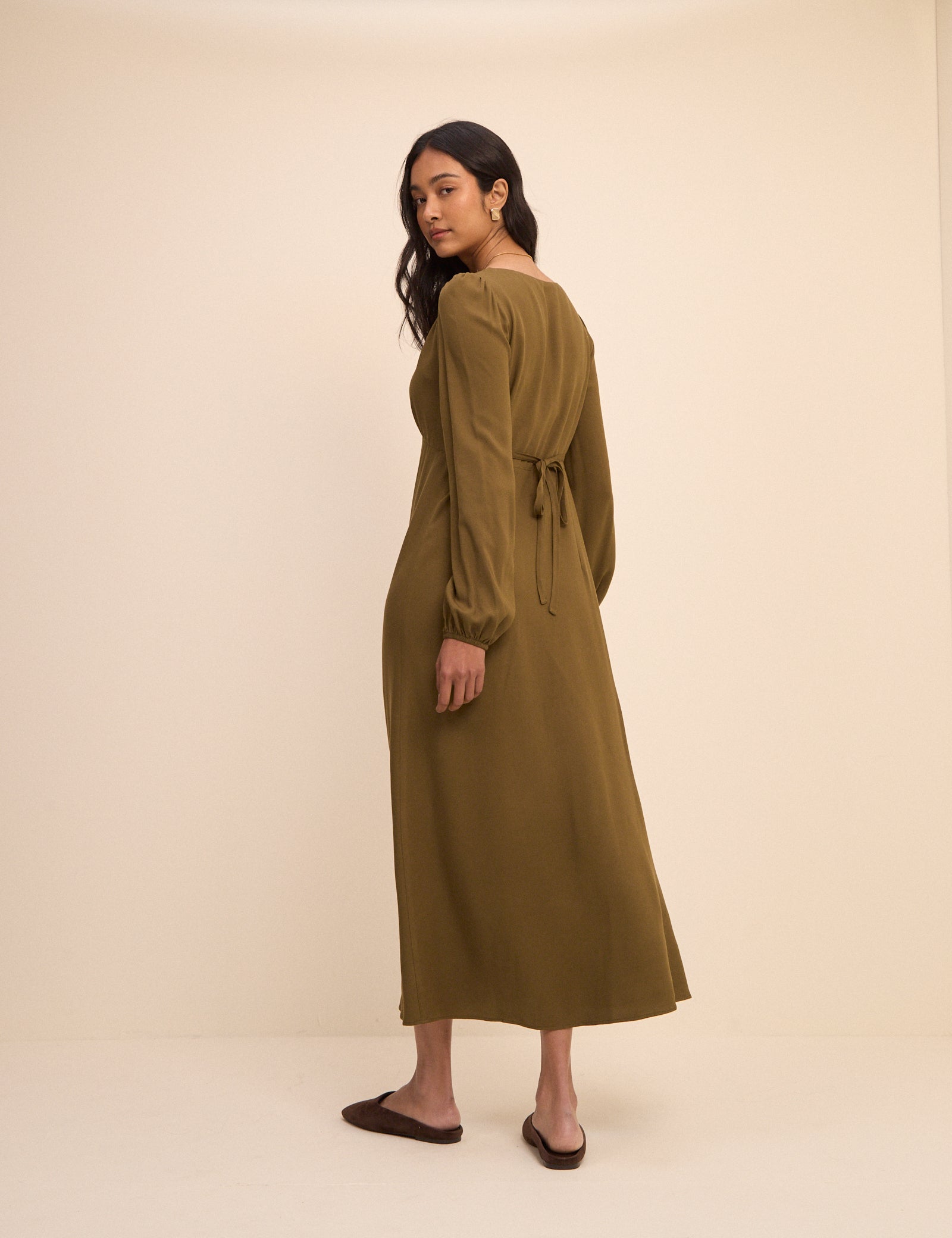Khaki Kennedy Midi Dress