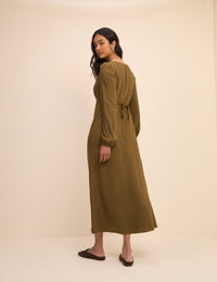 Khaki Kennedy Midi Dress
