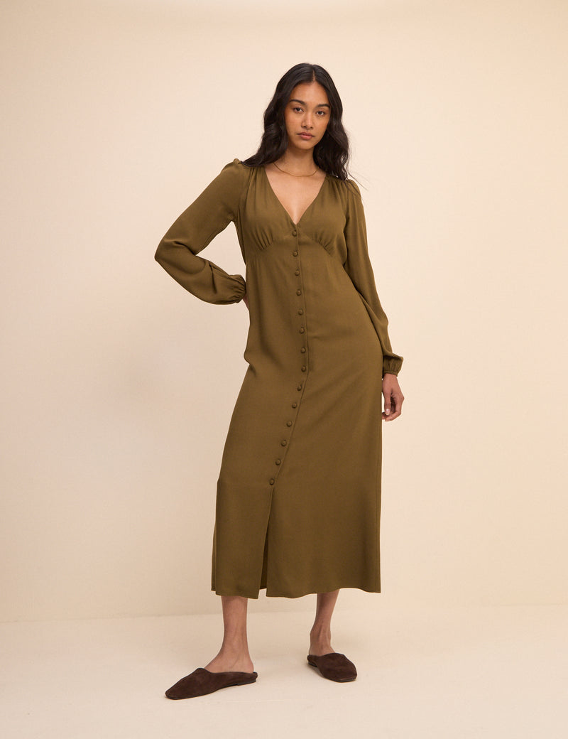 Khaki Kennedy Midi Dress