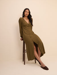 Khaki Kennedy Midi Dress