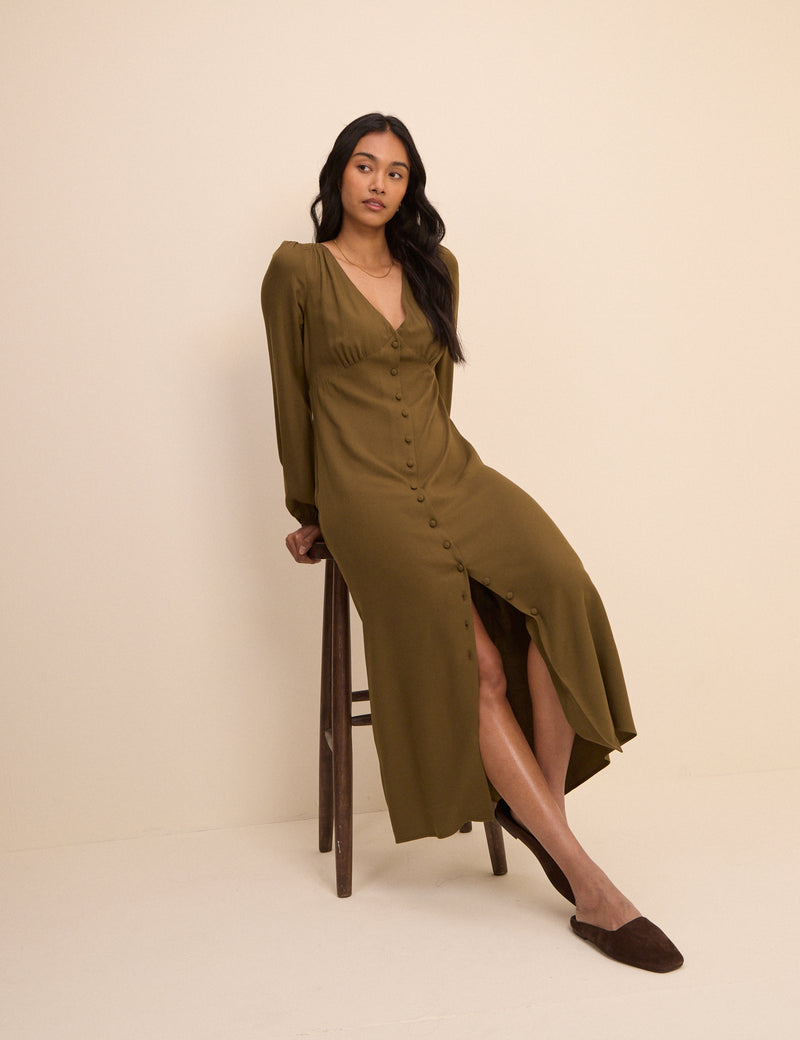 Khaki Kennedy Midi Dress