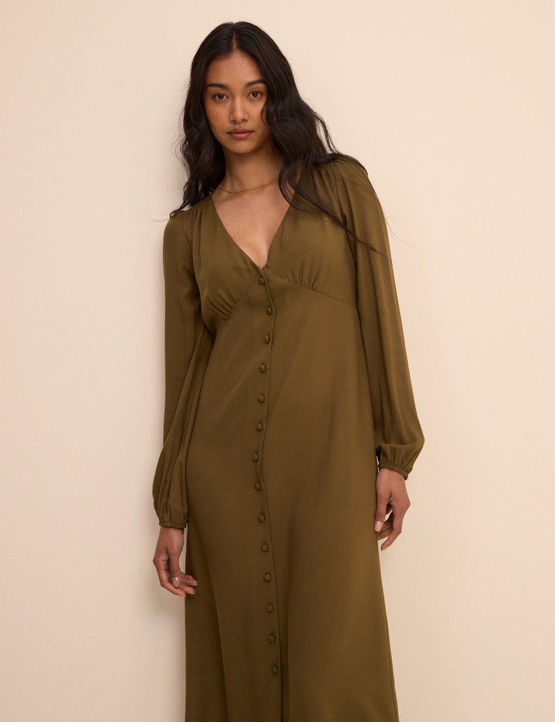 Khaki Kennedy Midi Dress