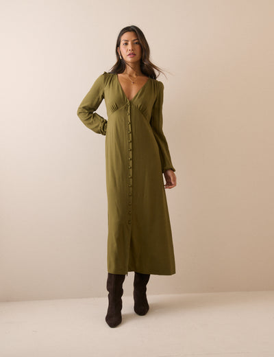 Khaki Kennedy Midi Dress