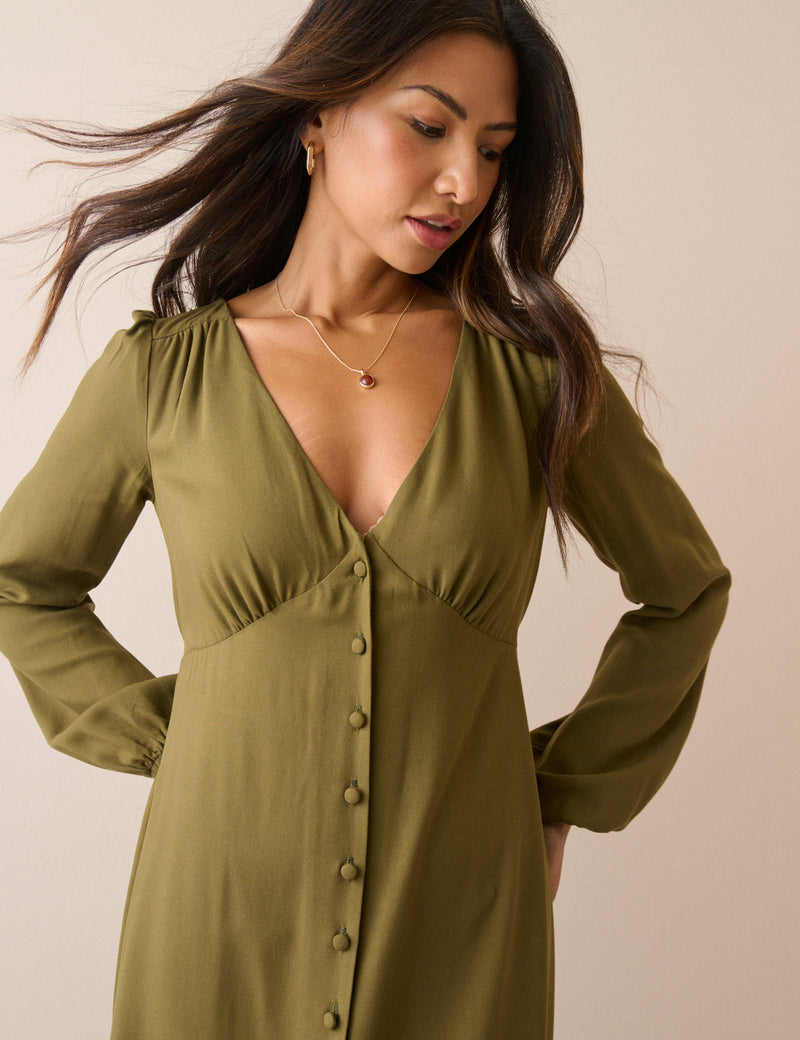 Khaki Kennedy Midi Dress
