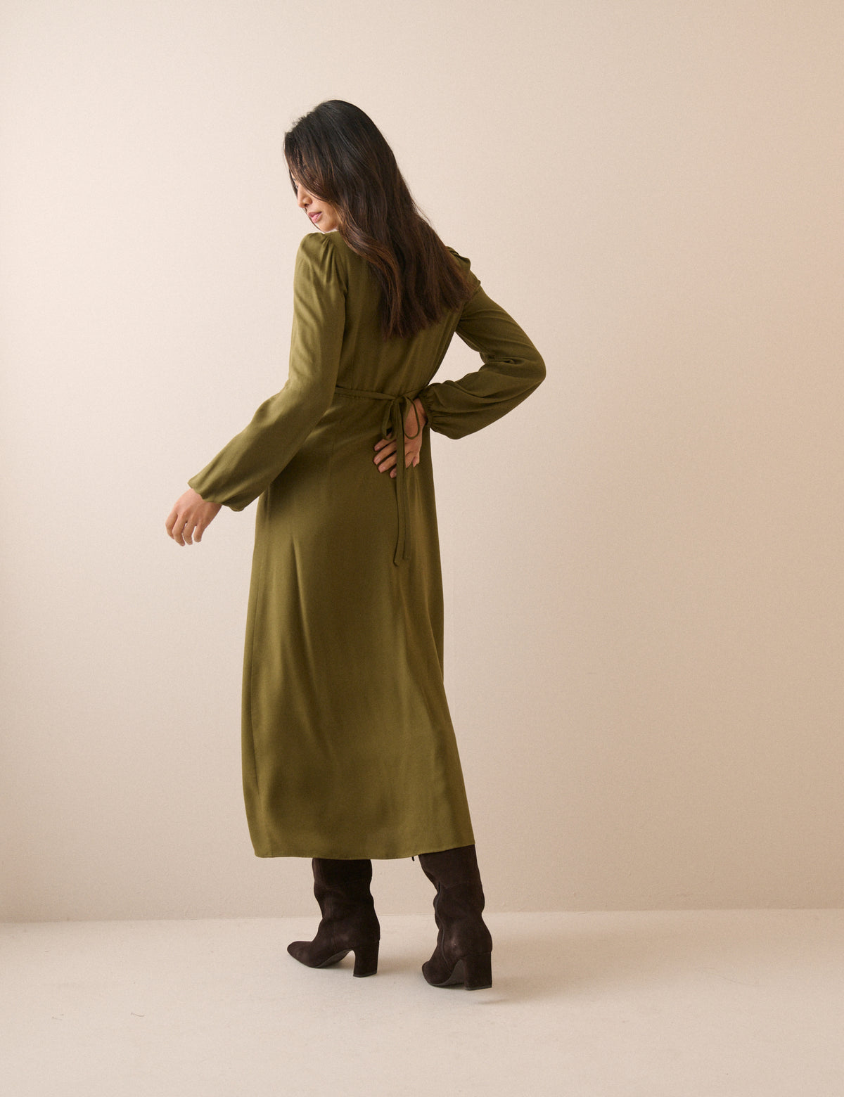 Khaki Kennedy Midi Dress