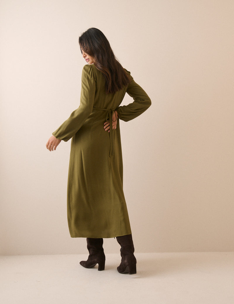 Khaki Kennedy Midi Dress