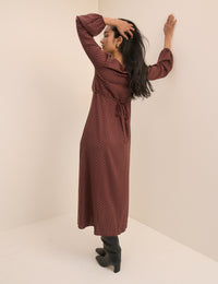 Brown Polka Dot Kennedy Midi Dress