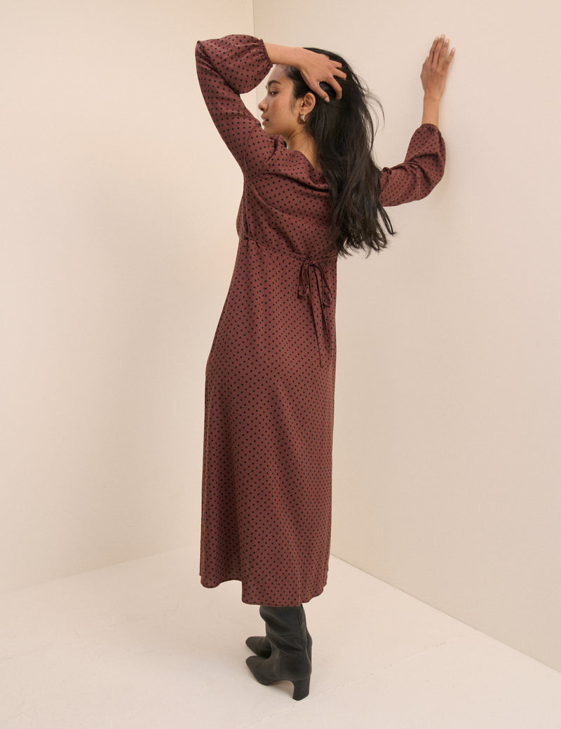 Brown Polka Dot Kennedy Midi Dress