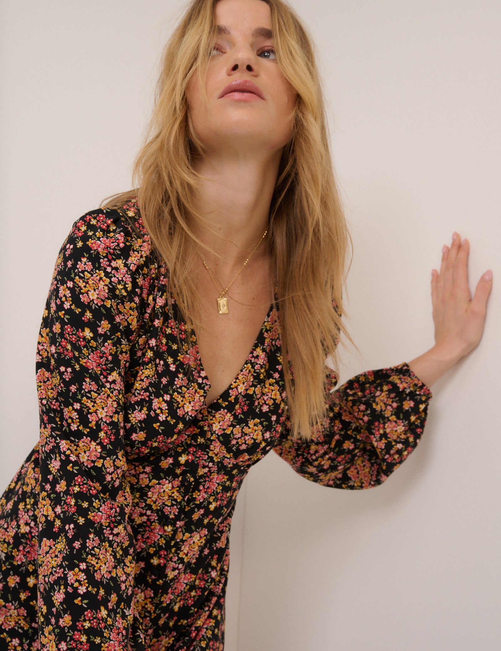 Black Floral Kennedy Midi Dress