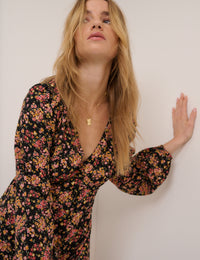 Black Floral Kennedy Midi Dress