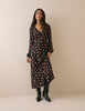 Black and Pink Floral Kennedy Midi Dress