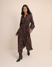 Brown Leopard Print Brooklyn Shirt Midi Dress