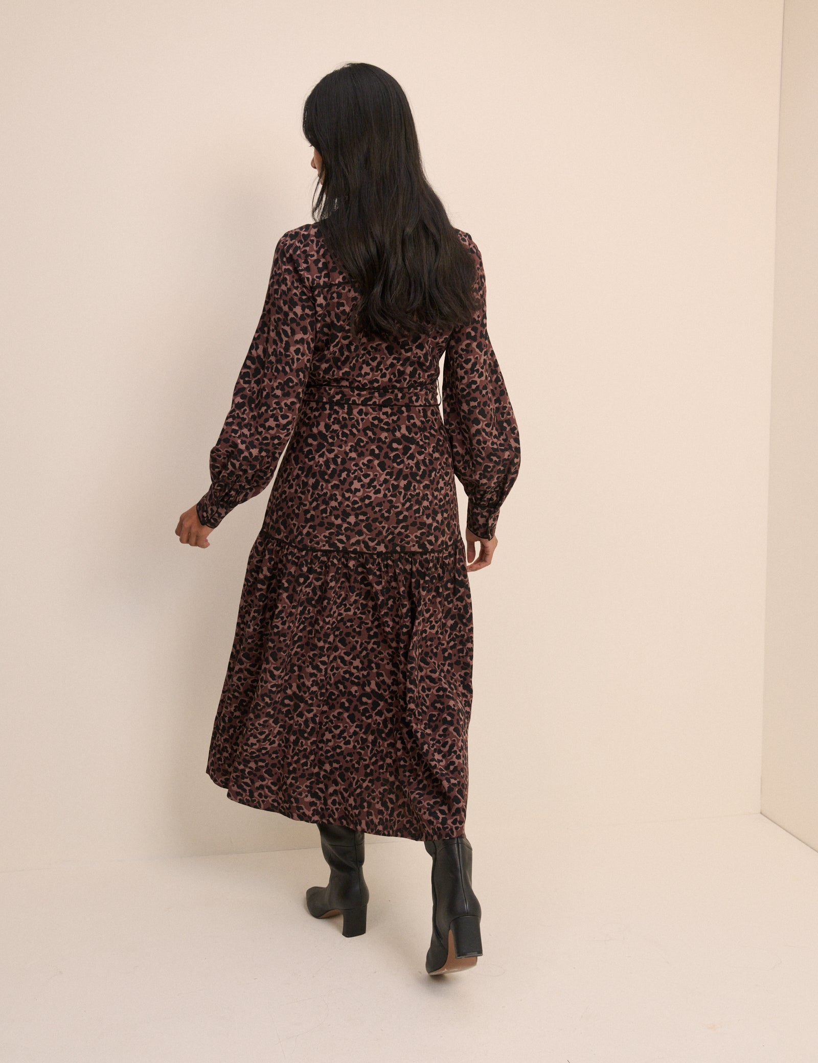 Brown Leopard Print Brooklyn Shirt Midi Dress