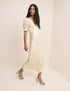 Butter Yellow Polka Dot Satin Angela Midi Dress