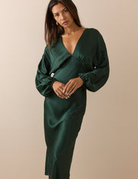 Emerald Green Satin Allura Maxi Dress