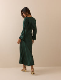Emerald Green Satin Allura Maxi Dress